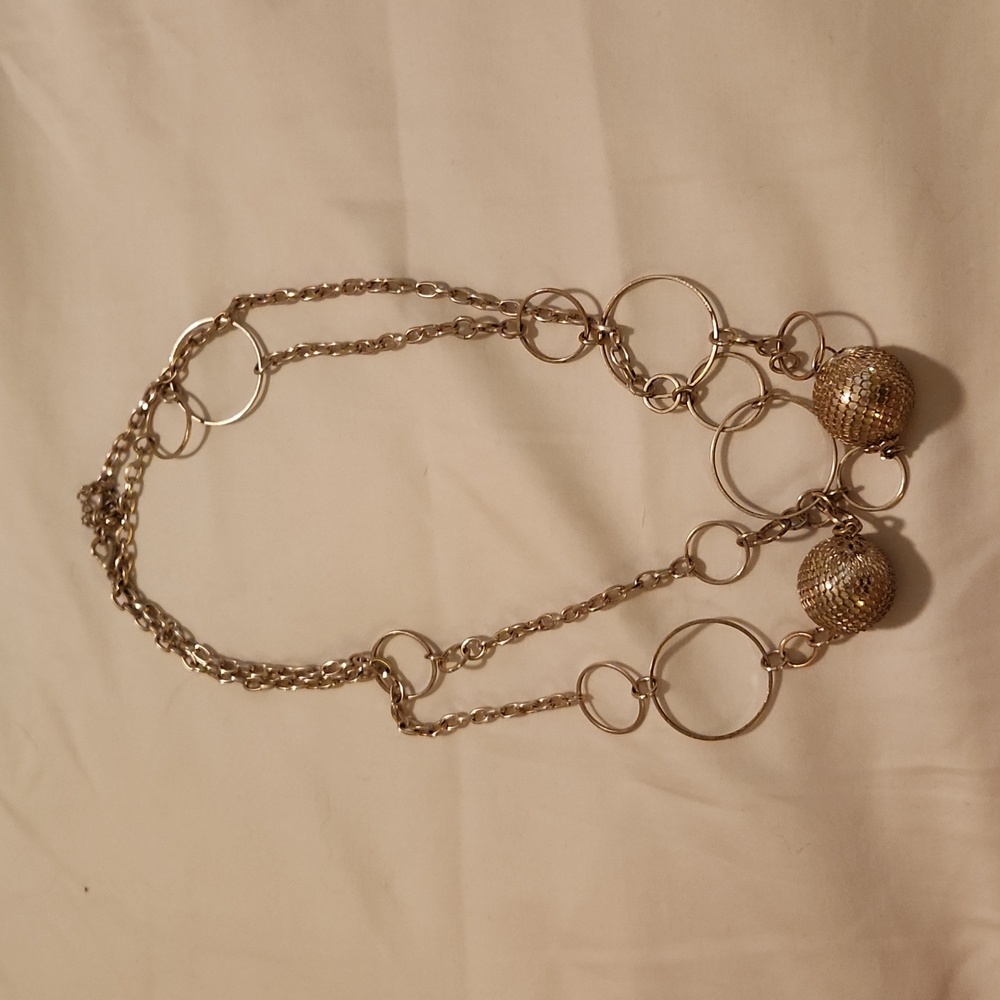 Long silver necklace